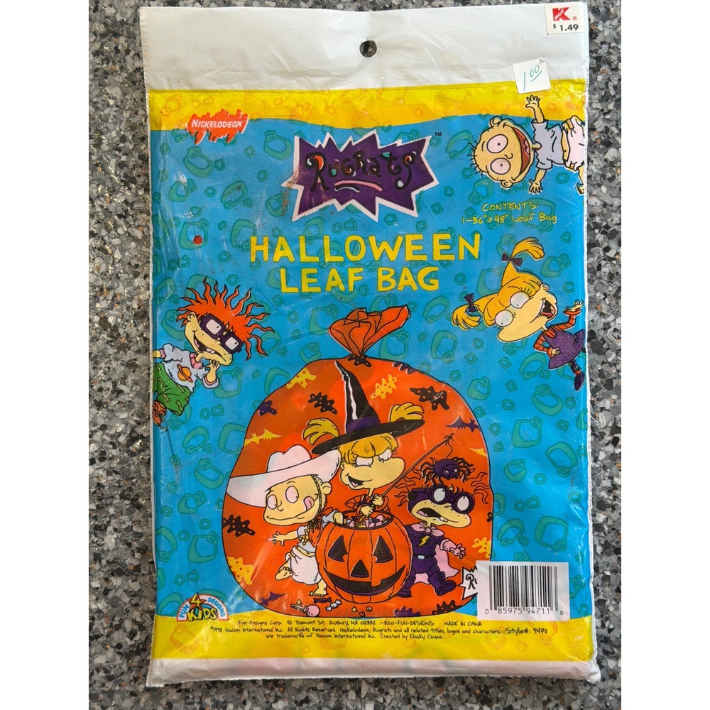 Vintage 1998 Rugrats Halloween Leaf Bag Nickelodeon 36x48 NEW Fun Designs 99711